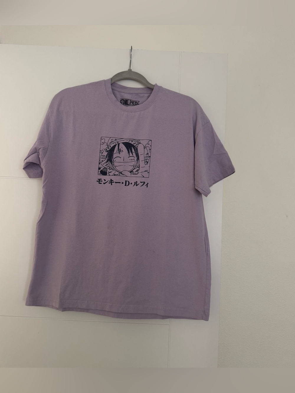 One Piece Luffy T-Shirt Adult Med Purple Short Sleeve Graphic  Mens Anime